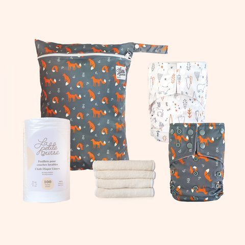 Ensemble 2 couches à 1 gousset + sac + feuillet | Renard