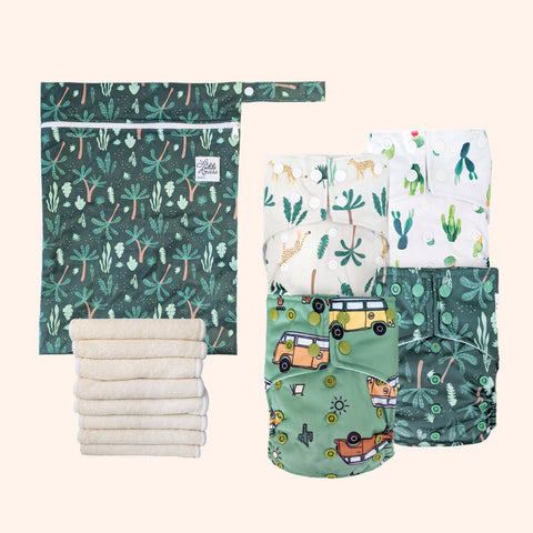 Ensemble 4 couches à 1 gousset + sac | Jungle